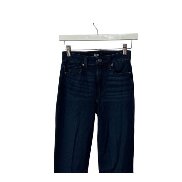 PAIGE DENIM WOMENS SIZE 24 HIGH RISE FLARE LAUREL CANYON DARK WASH BLUE NEW - Picture 7 of 15